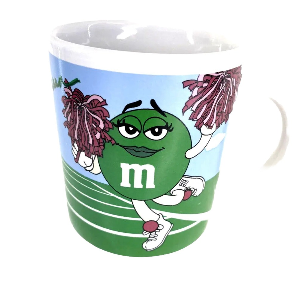 M&M'S Candy Blue /Green Baseball & Cheerleading Coffee /Tea‎ Mug